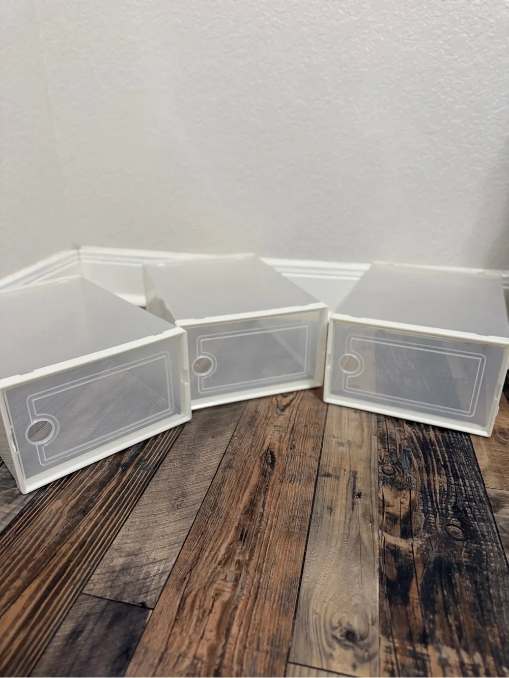 Stackable White Plastic Storage Drawers - 3 Tier